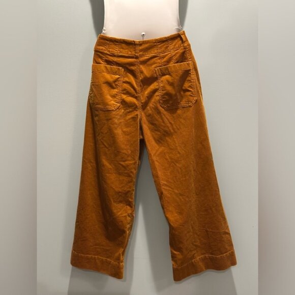 Maeve Anthropologie The Colette Corduroy Crop Wide Leg pants Size 32 Caramel - Picture 2 of 16